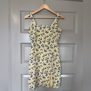 Yellow floral mini dress